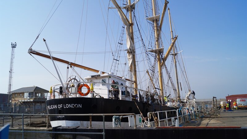 Port welcomes pelican of london to dry dock