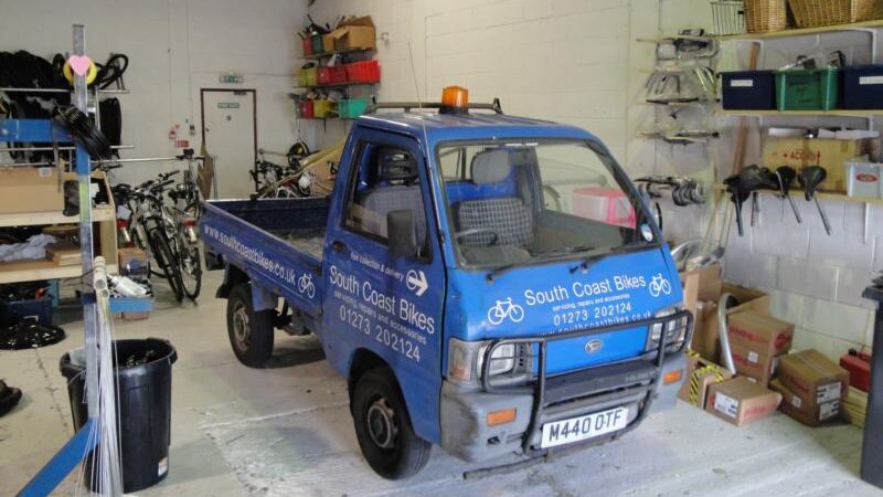 South coast bikes, changing gear at Shoreham Port