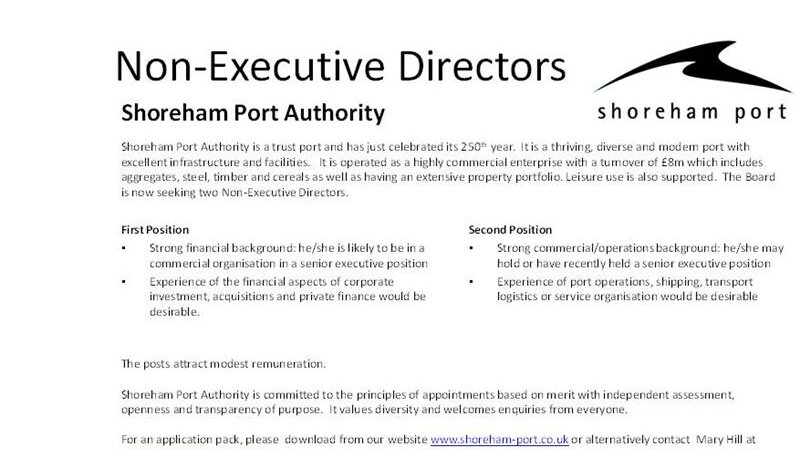 Shoreham Port advertises for two non executive directors