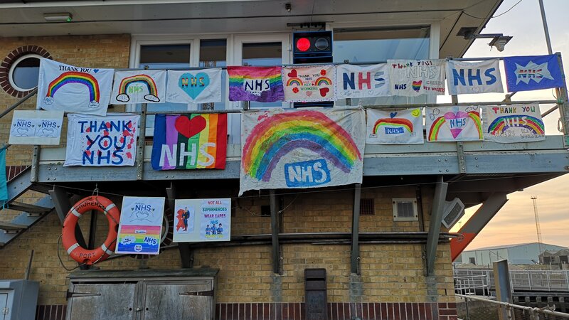 Shoreham Port flies flags for captain tom moore nhs appeal