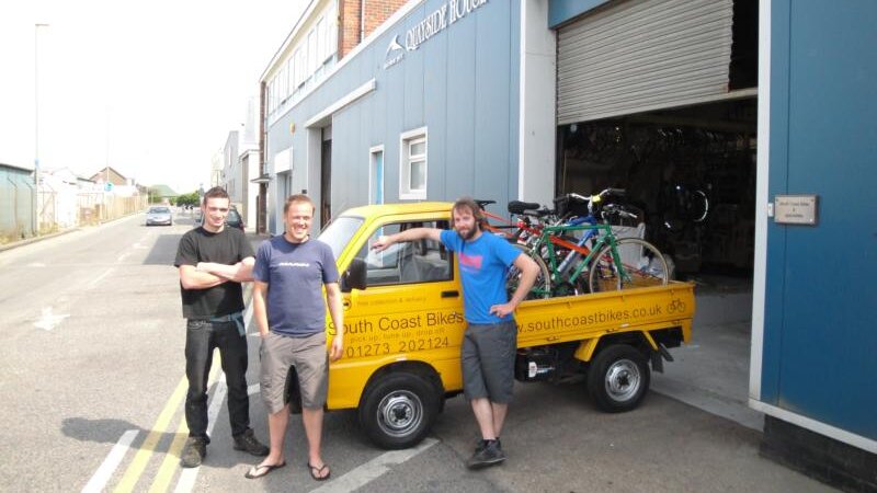 South coast bikes, changing gear at Shoreham Port
