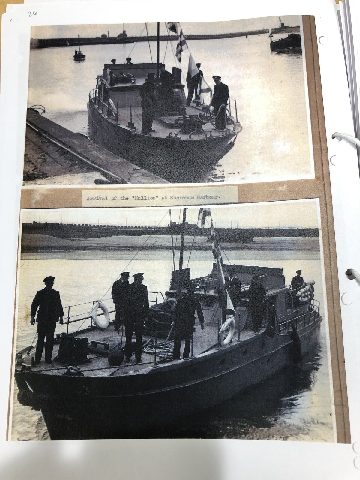 HMS Mullion arriving at Shoreham Harbour to augment the existing NABs.