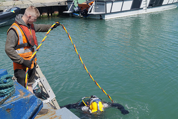 A diver in Shoreham port.